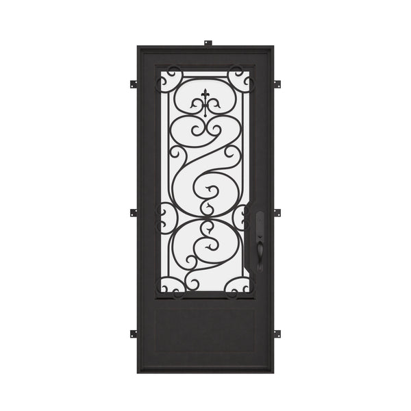 Beverly single flat metal door with thermal barrier in black.