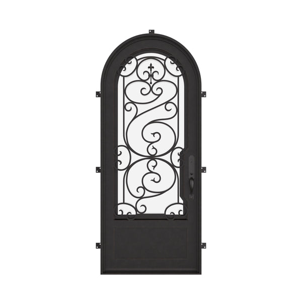 Beverly single full arch exterior door with thermal barrier in black.