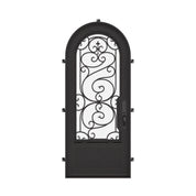 Beverly single round top hinged door with thick dual-pane glass.