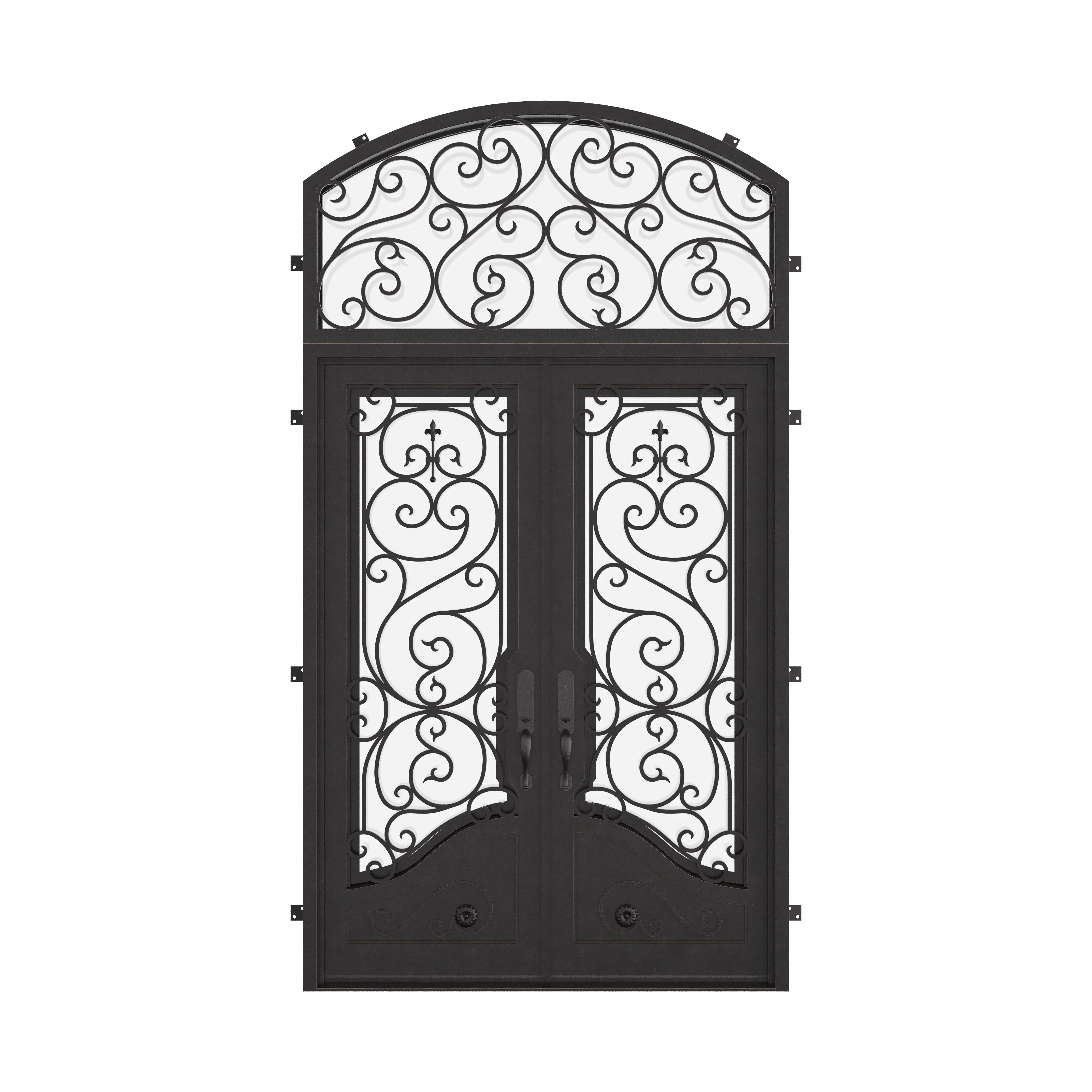Beverly thermally broken hinged french swing door with arched top window.