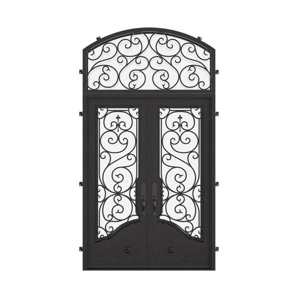 Beverly thermally broken hinged french swing door with arched top window.