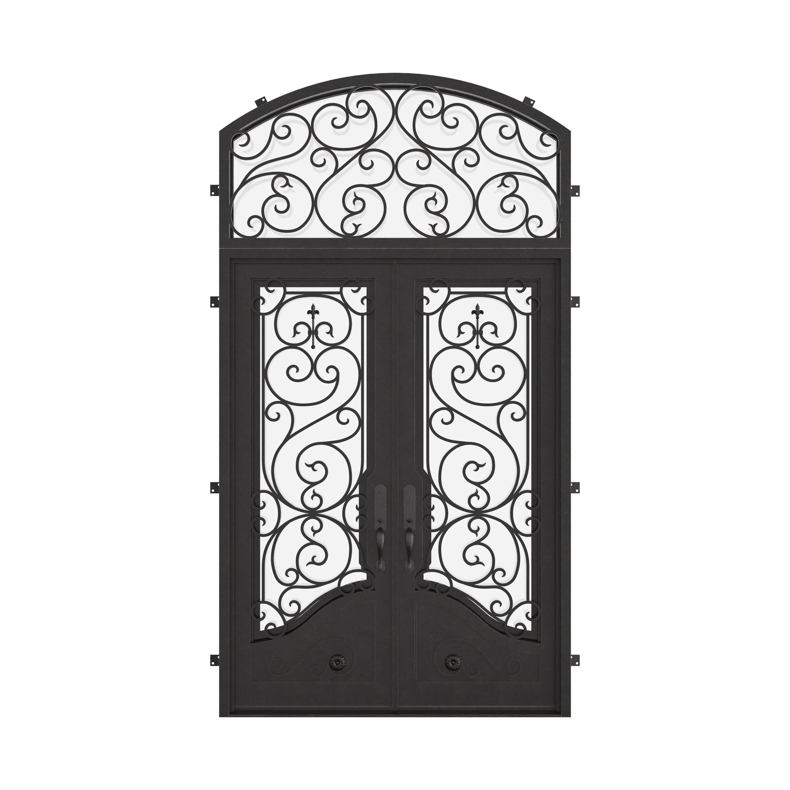 Beverly double flat with curved top window in matte black.