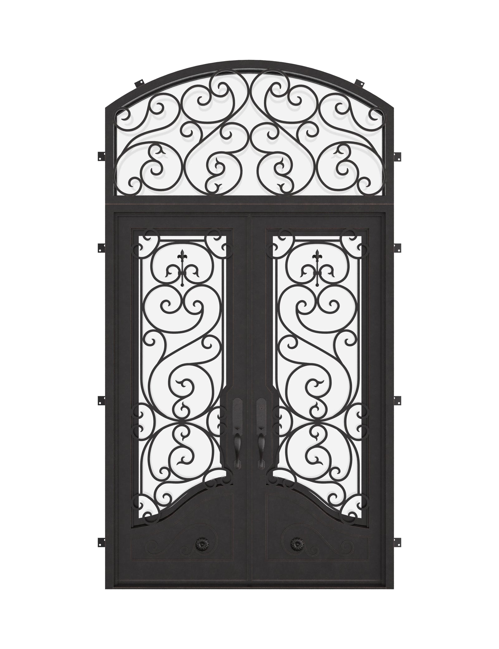 Beverly double flat with curved top window in matte black.