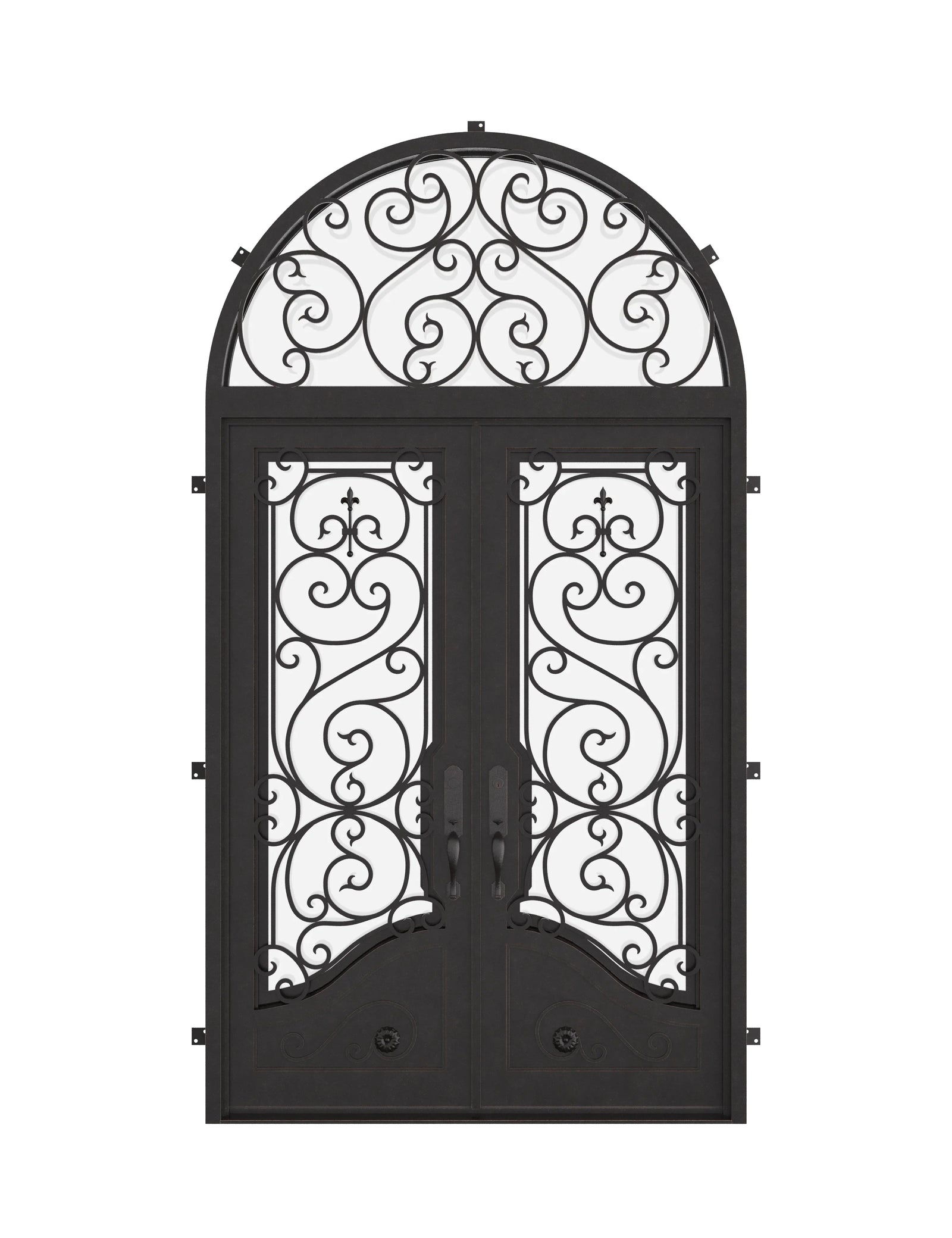 Beverly thermally broken hinged french door with full arch transom.