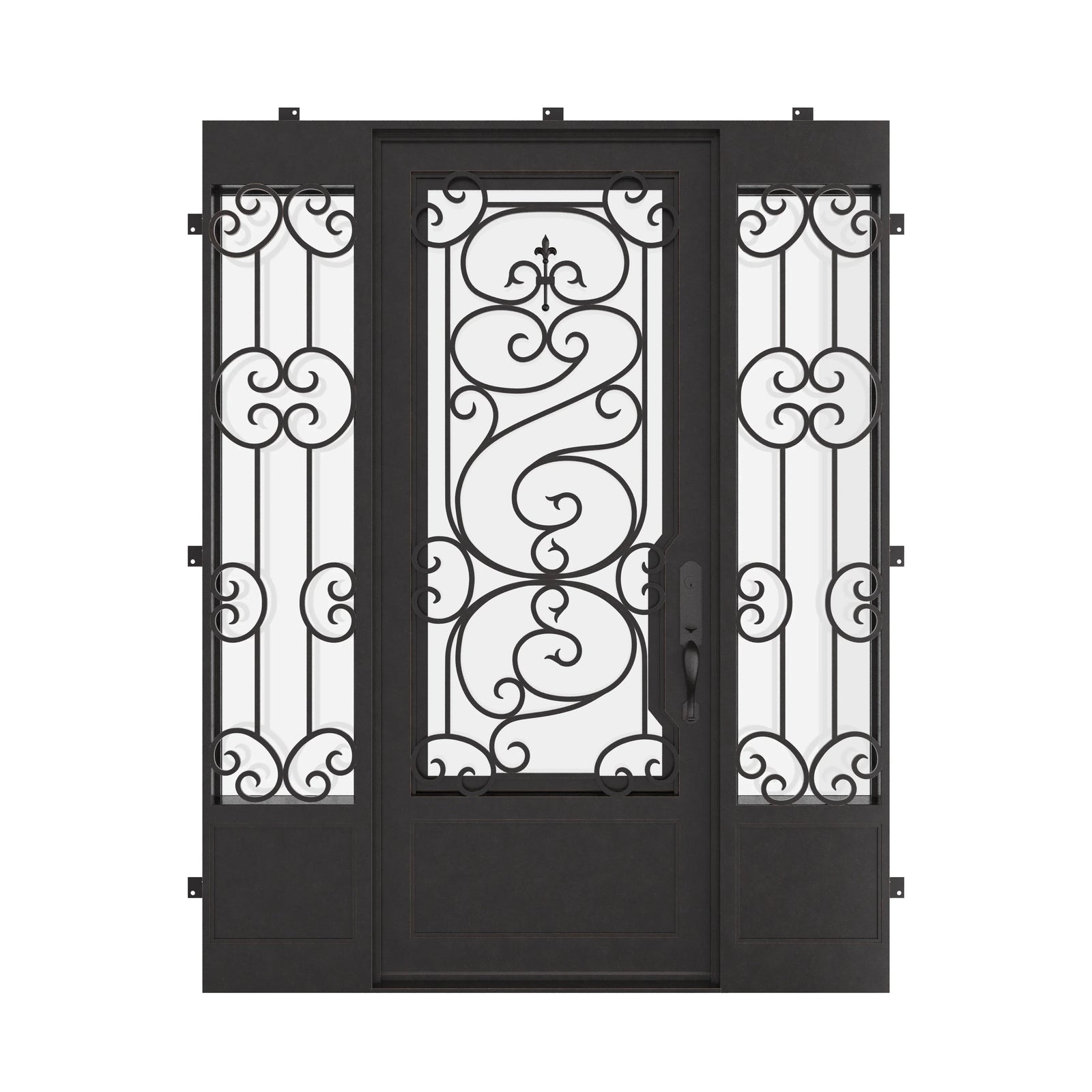 Beverly thermally broken flat top patio door with sidelights.