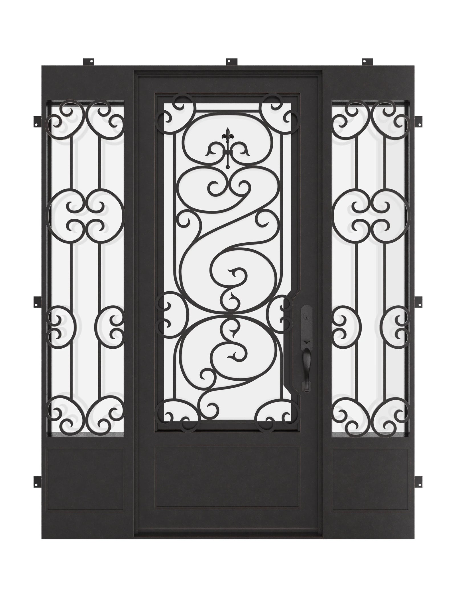 Beverly thermally broken flat top patio door with sidelights.