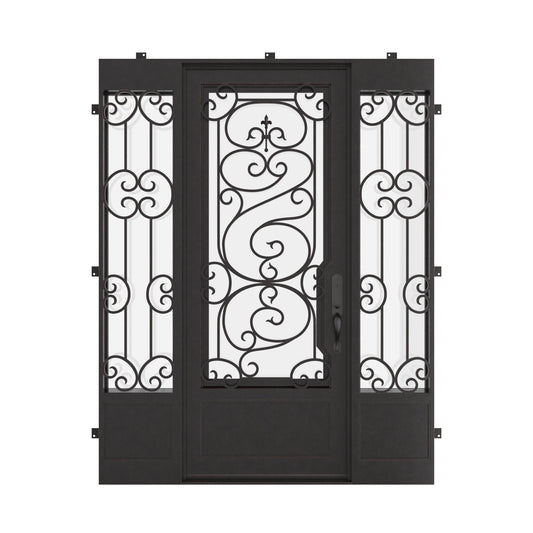 Beverly with Thermal Break and Side Windows - Single Flat | Standard Sizes by Pinky’s Iron Doors — home doors, view 1