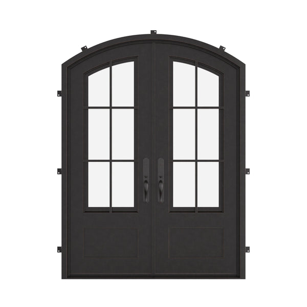 Bristol double entry door in black with thermal barrier and glass.