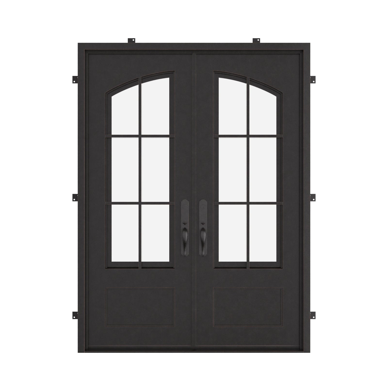 Bristol thermally broken square top french entry door in bronze.