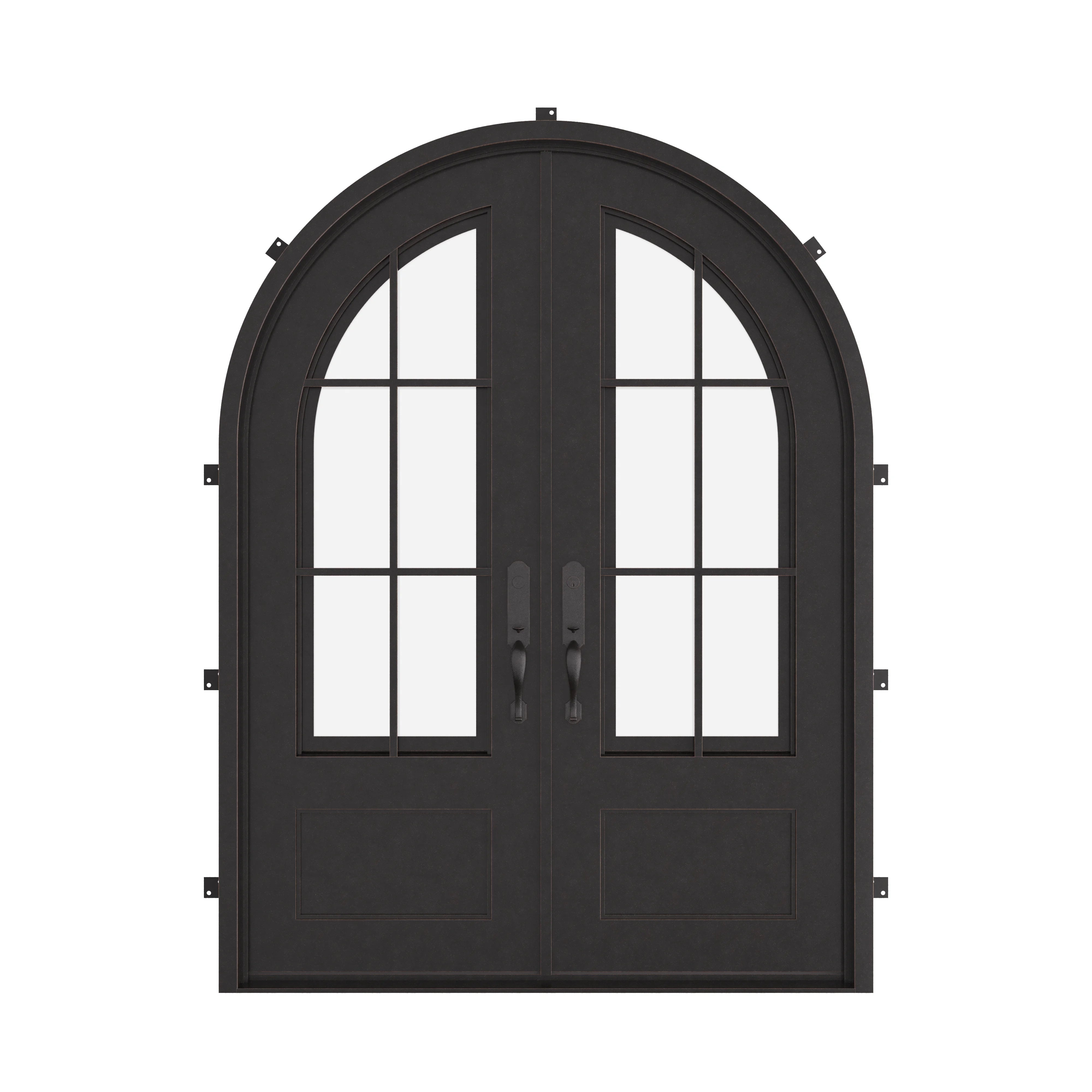 Bristol french full arch top front door with hand forged metalwork and glass.