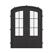 Bristol arch double entry door in bronze hue with clear glass.