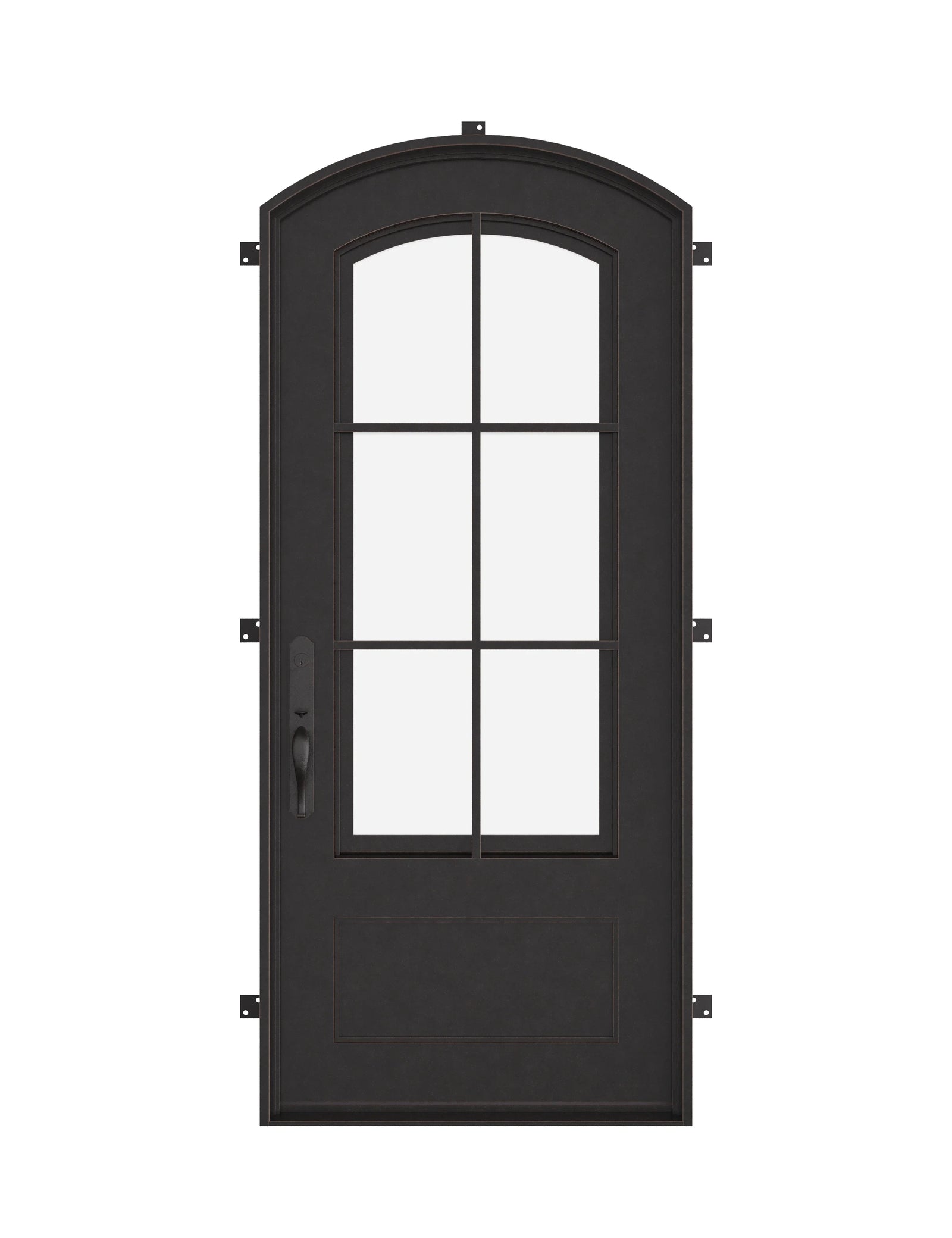Bristol single soft arch top single front door with dual-pane glass.