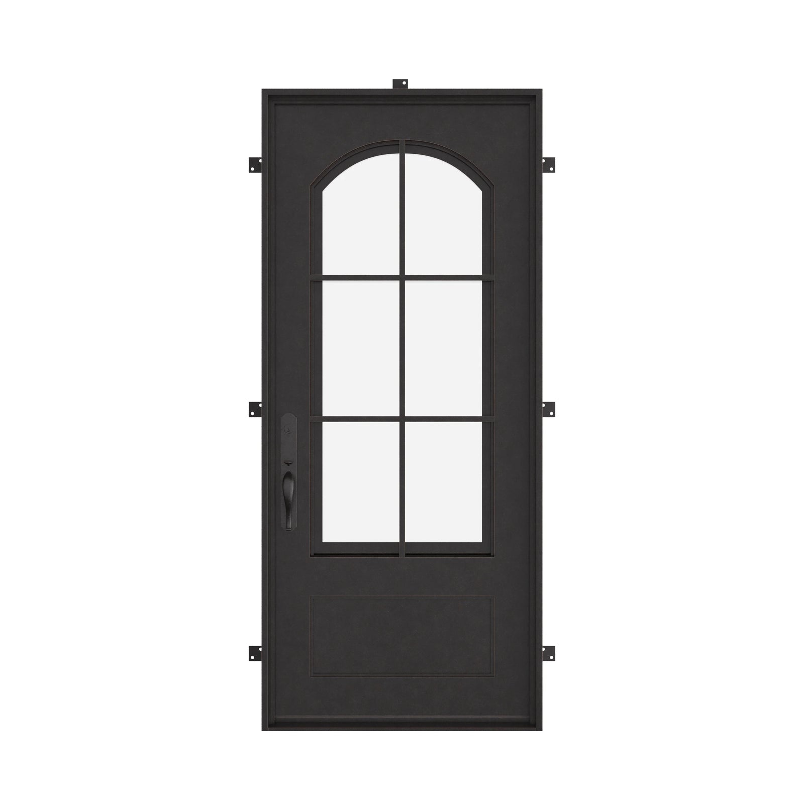 Bristol single flat metal door with thermal break and dual-pane glass.