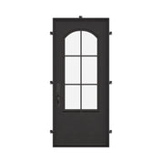 Bristol single flat metal door with thermal barrier and thick glass in black.