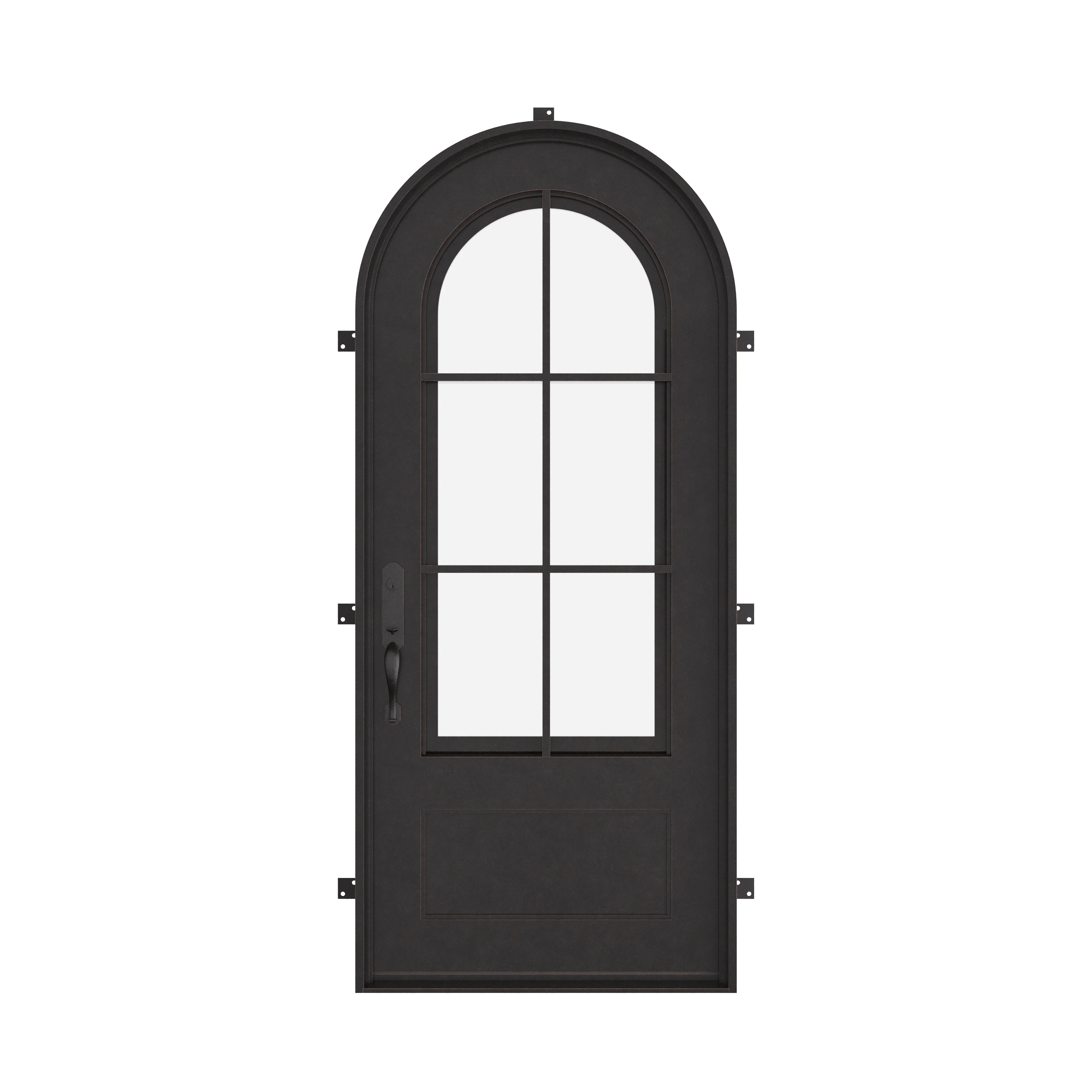 Bristol single full arch top door with thick double-pane glass.