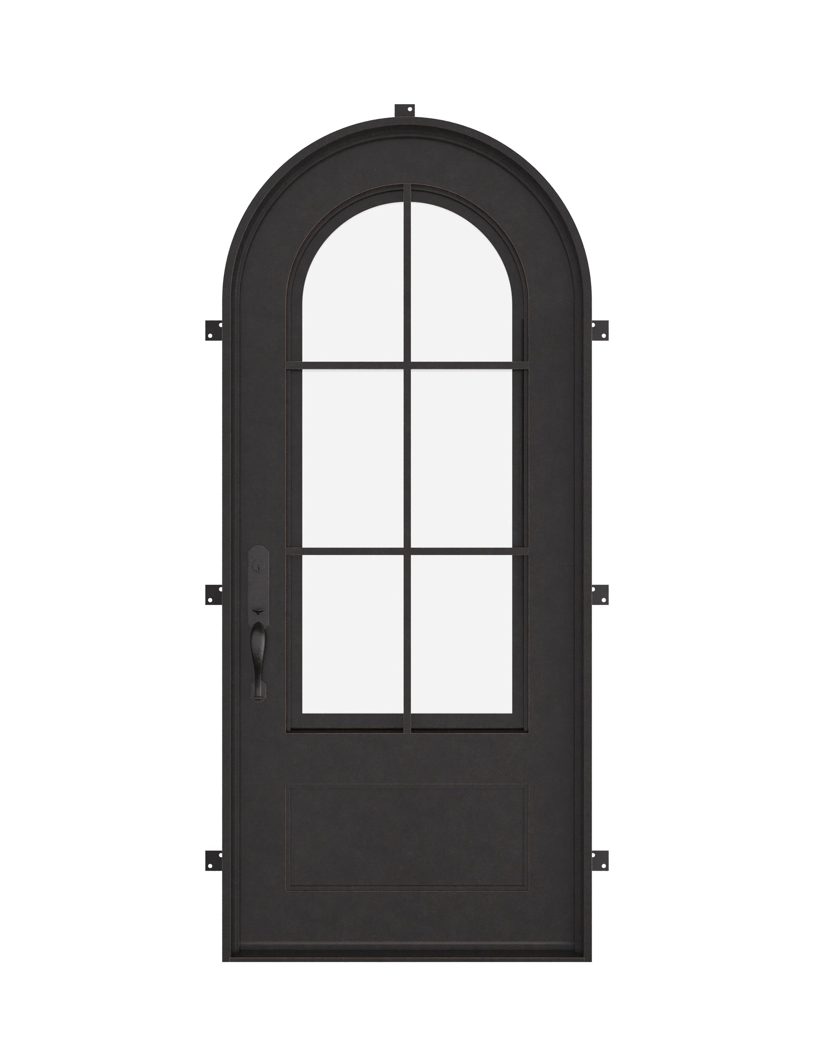 Bristol round top door with thermal break and double glass in black color.