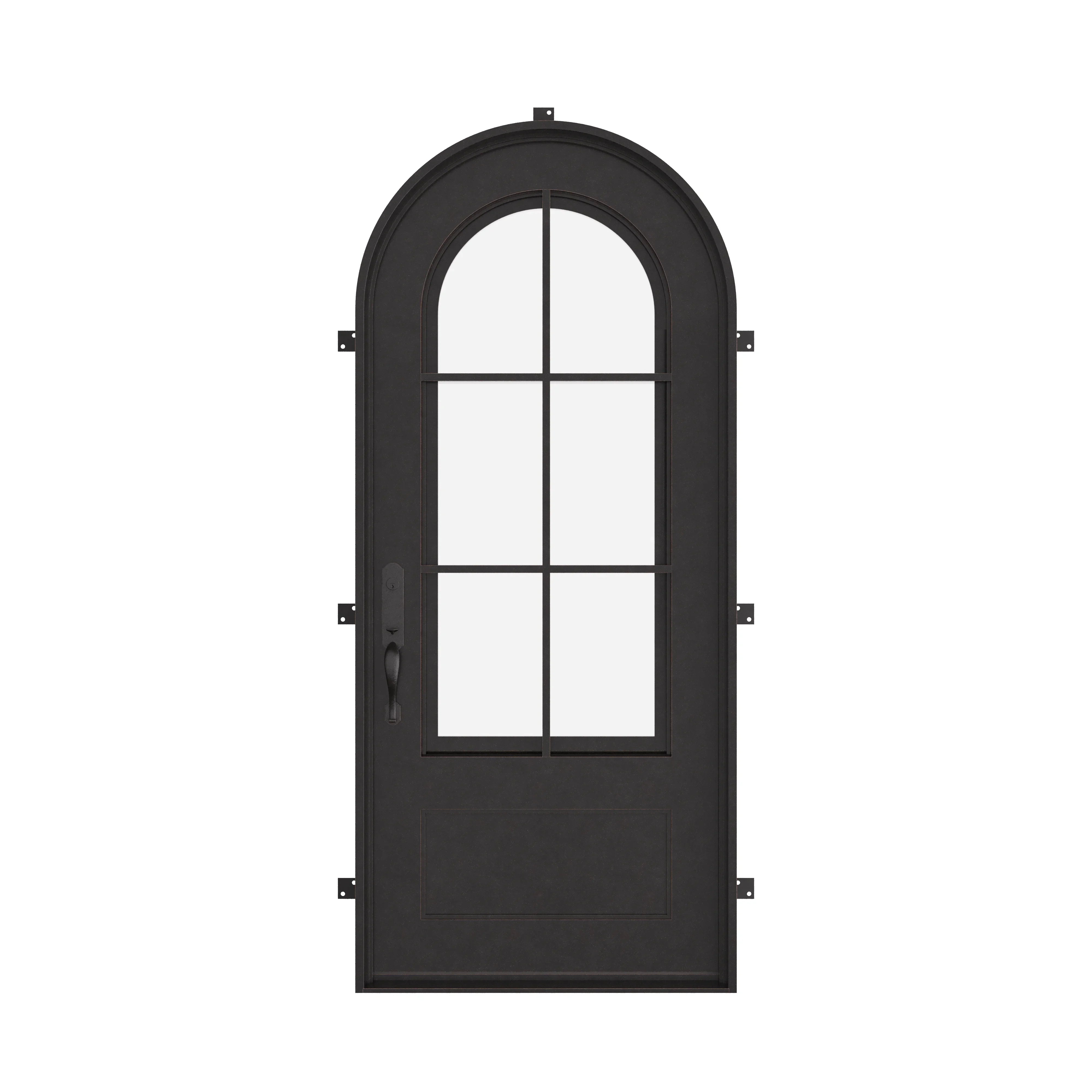 Bristol single round top swing door with double-pane tempered glass.