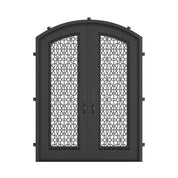 DNA’ Door metal arched top double entry door with glass and thermal break in bronze.