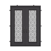 DNA’ Door bronze color metal double door with square top and thick tempered glass.