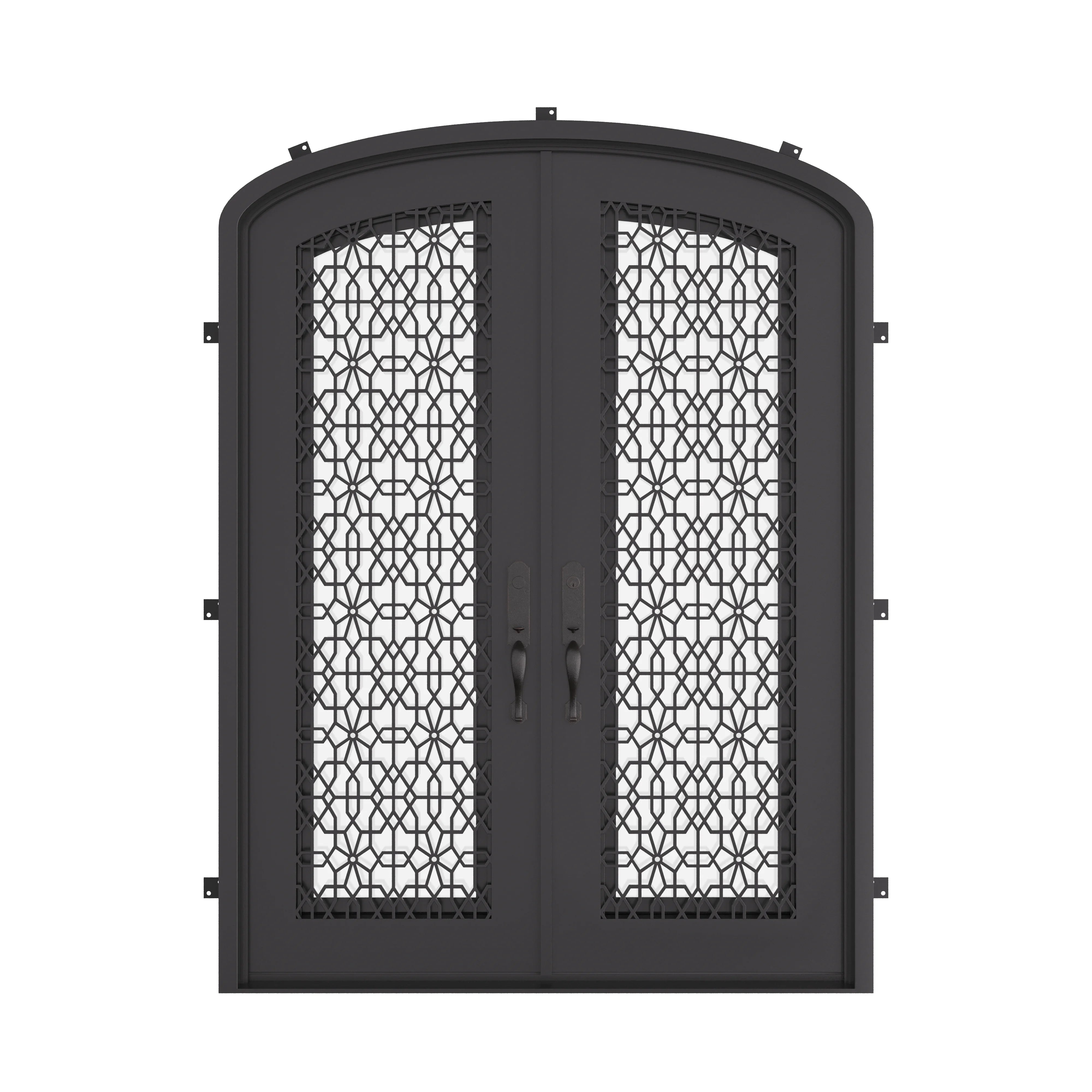 DNA’ Door iron double door in bronze shade with arch design.