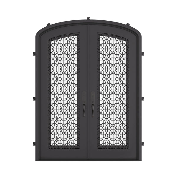 DNA’ Door iron double door in bronze shade with arch design.
