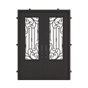 Golden Gate bronze color exterior iron double square top hinged door.