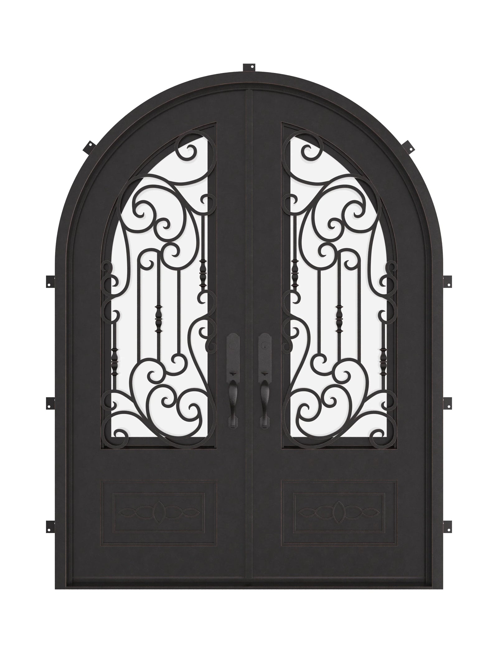 Golden Gate radius top iron double door with thermal barrier.