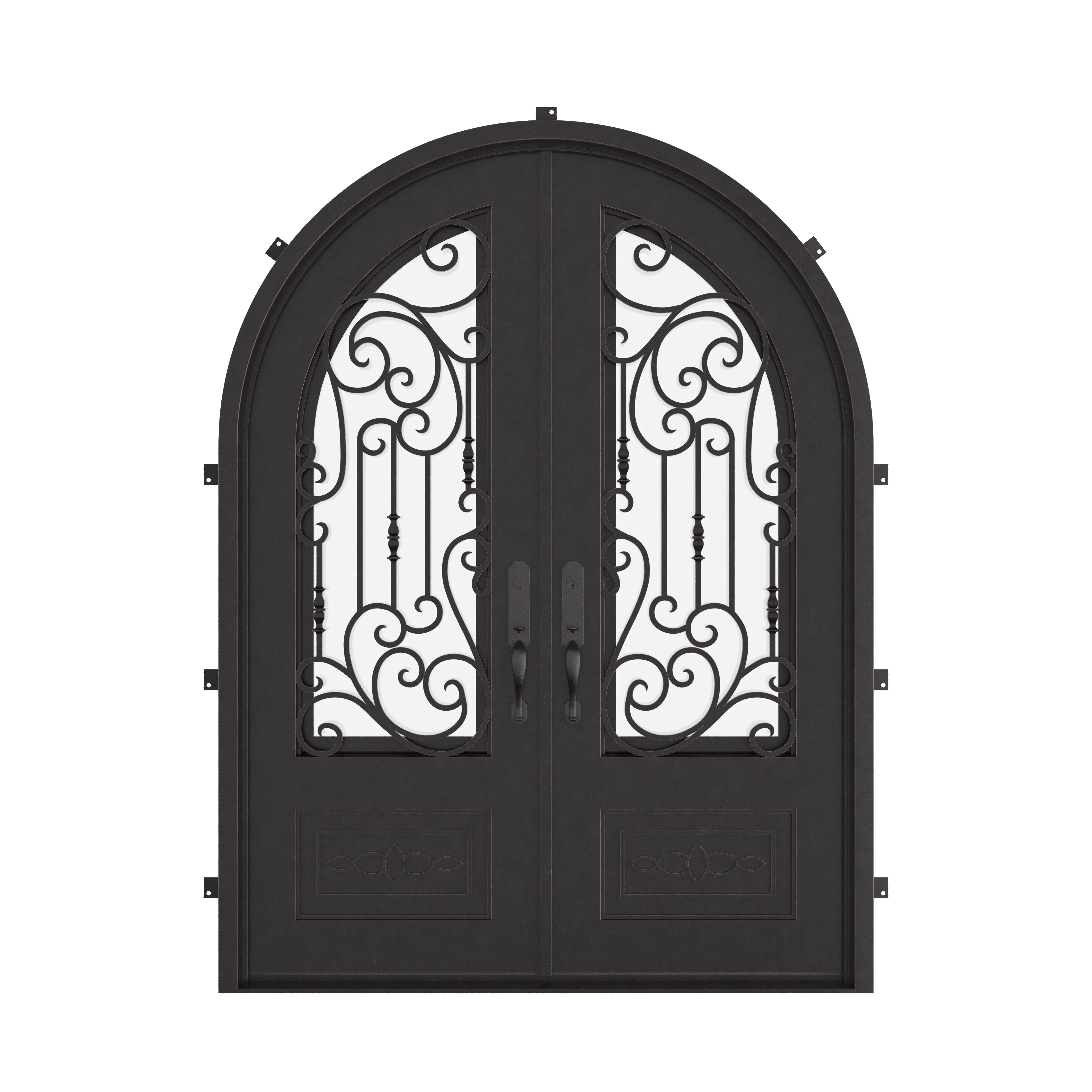 Golden Gate radius top iron double door with thermal barrier.