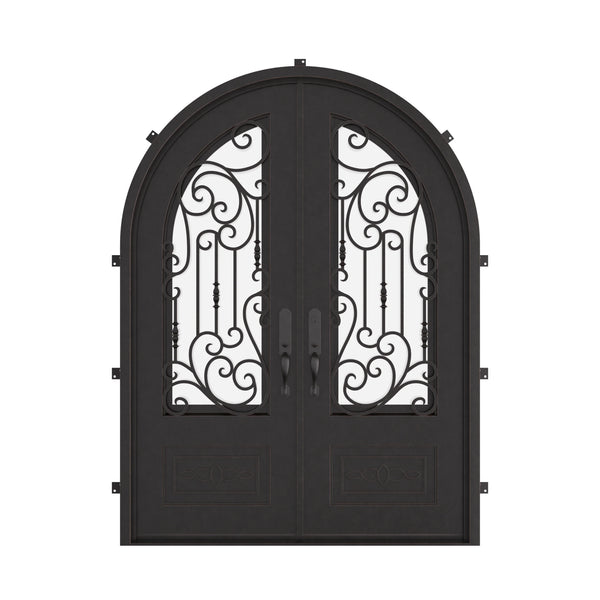 Golden Gate full arch top iron door thermally broken in bronze.