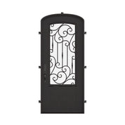 Golden Gate bronze color exterior metal mini arch top single door with thick glass.