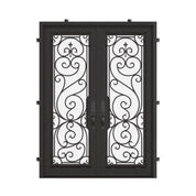 Hills black wrought iron double square top entry door.