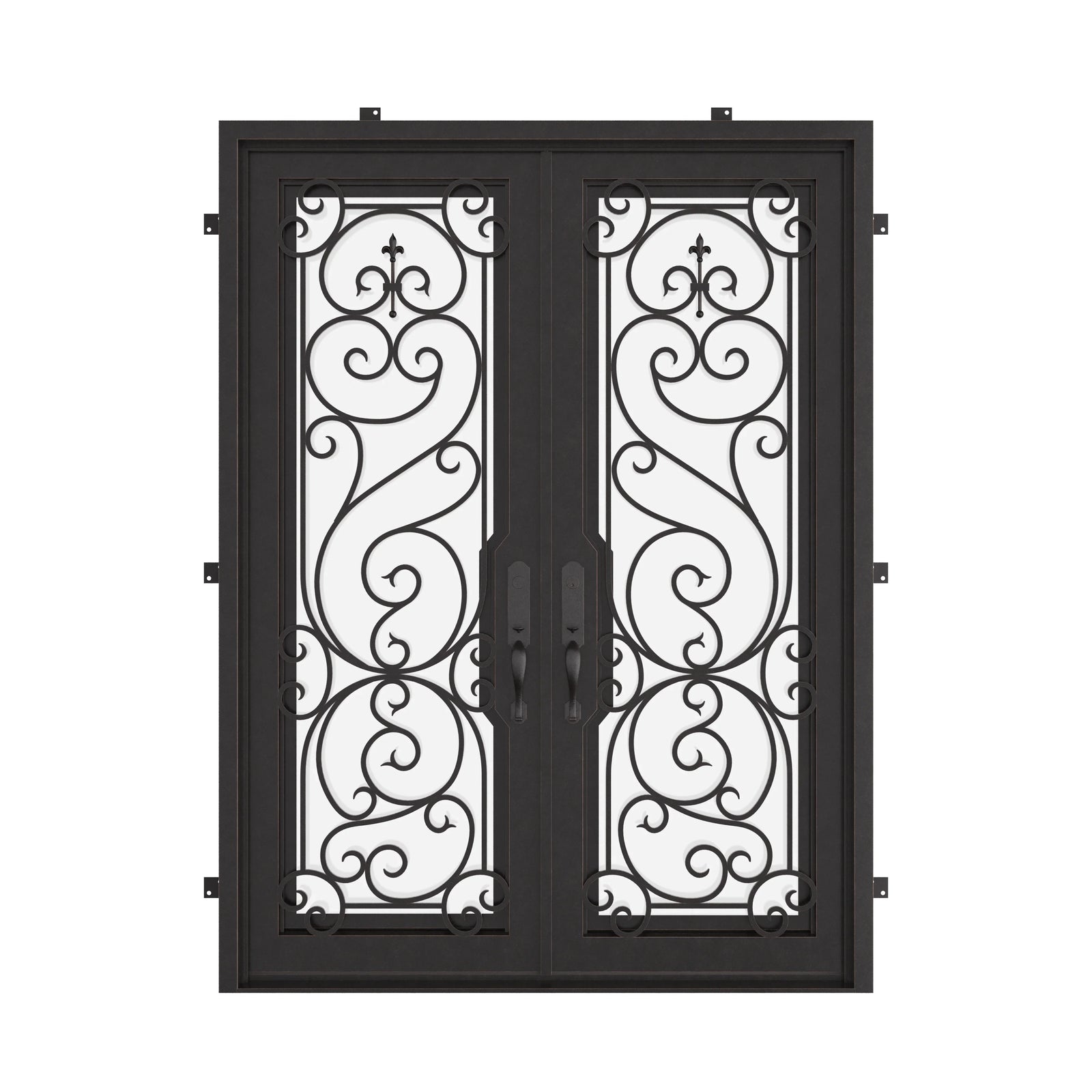 Hills square top patio door with thermal barrier in black finish.
