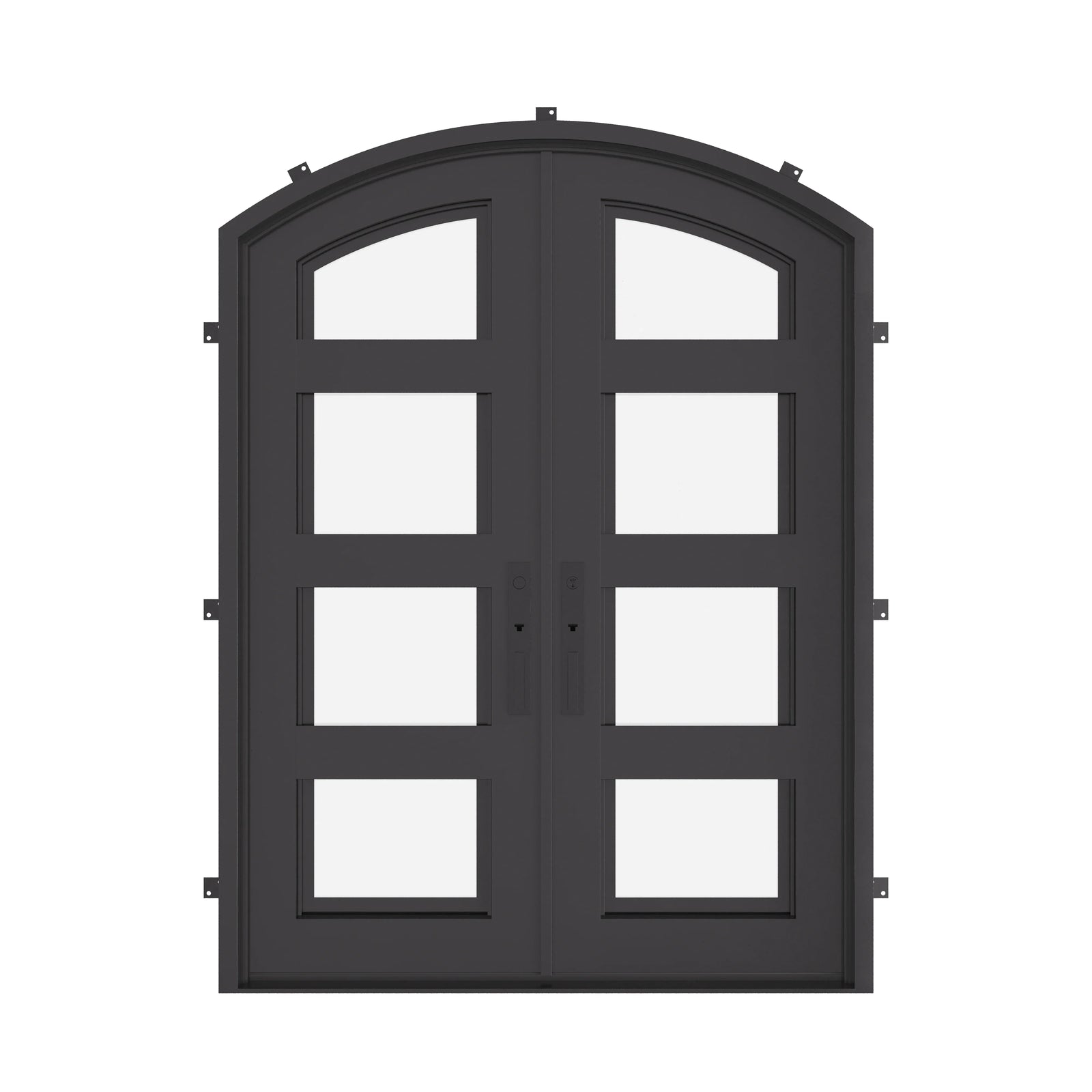 Knox black colored metal double door in bronze with glass and thermal barrier.