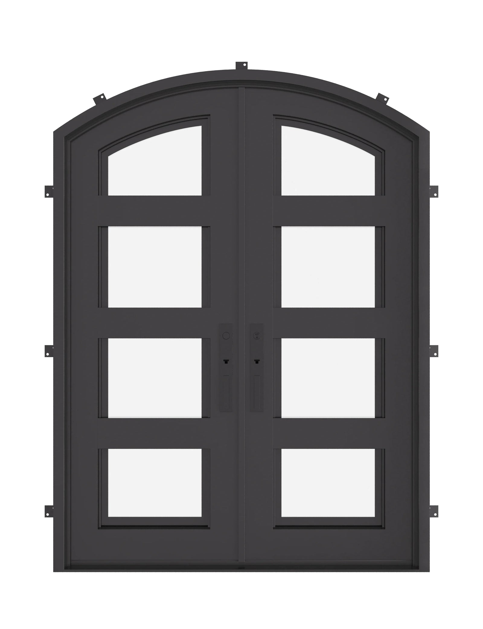 Knox black colored metal double door in bronze with glass and thermal barrier.