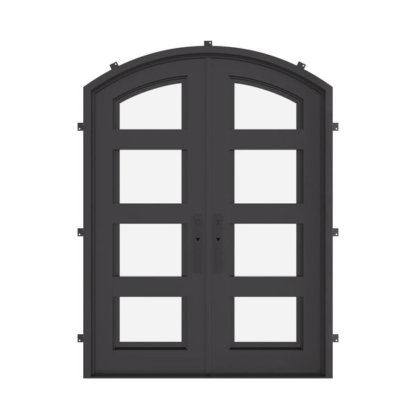 Knox black colored metal double door in bronze with glass and thermal barrier.
