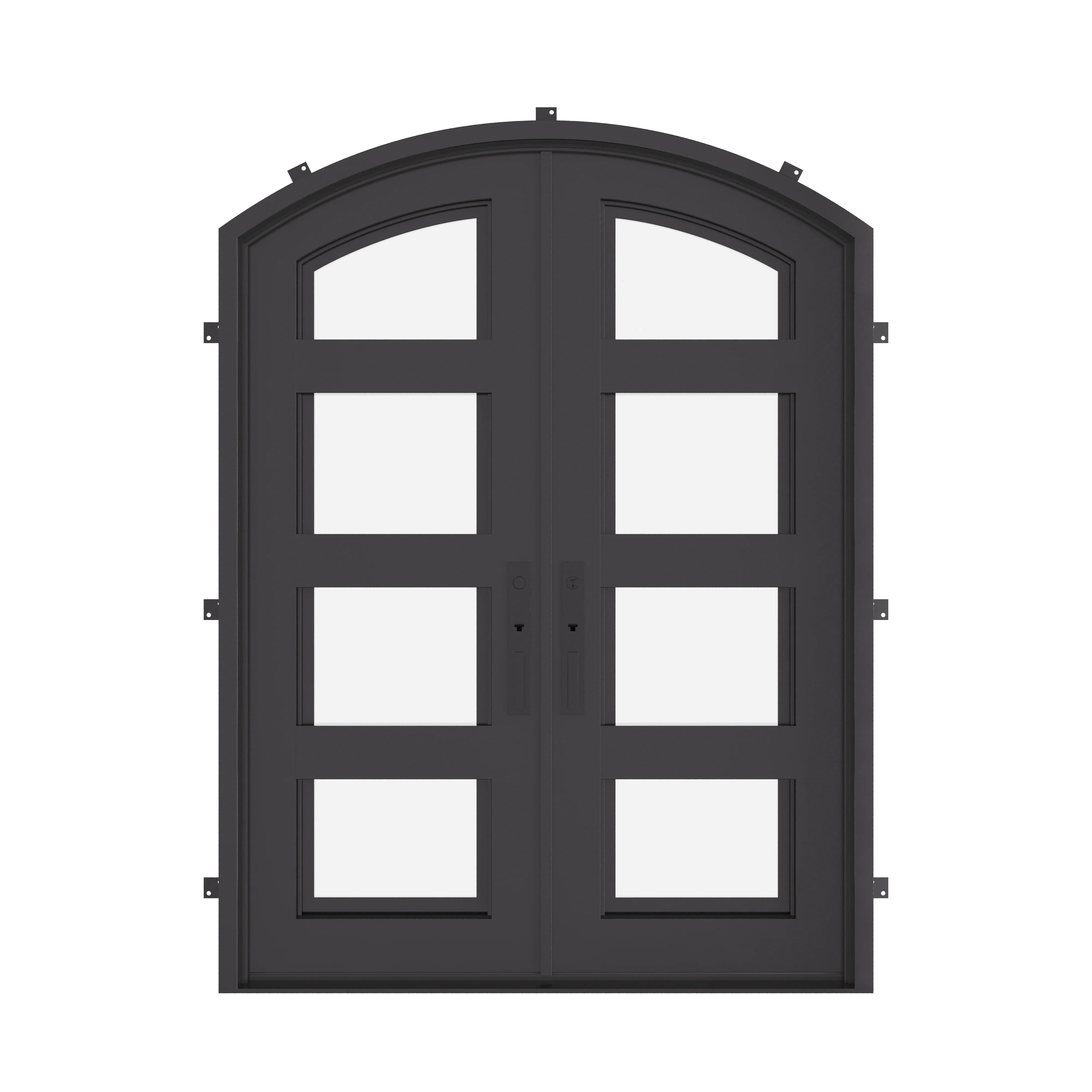 Knox double entry door with arched entry and efficient glass in bronze color.