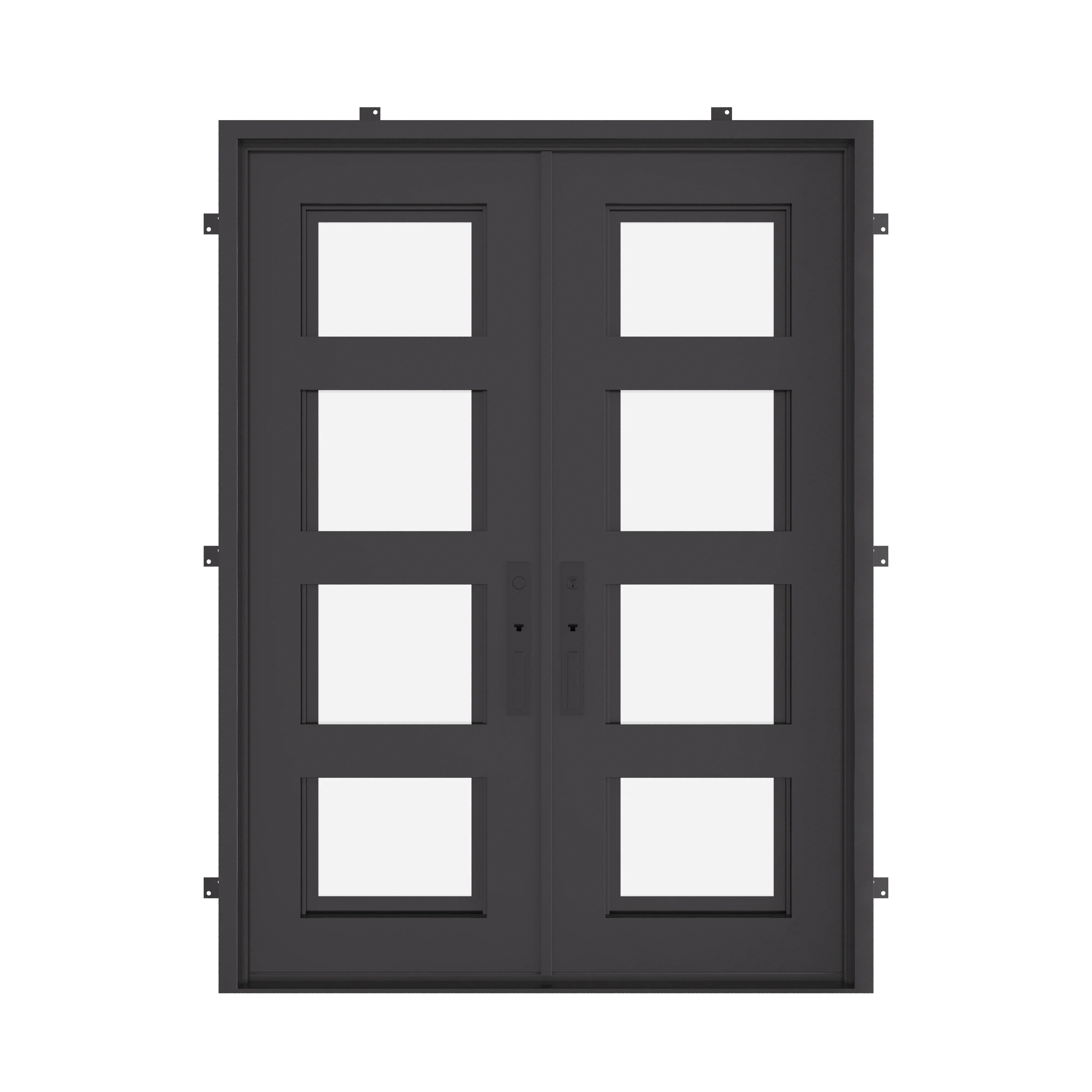 Knox bronze color iron double square top front door.