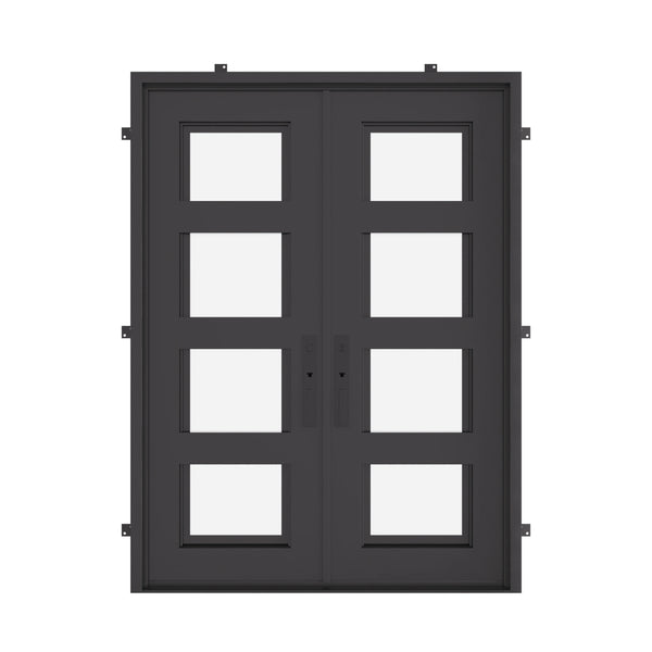 Knox bronze color iron double square top front door.