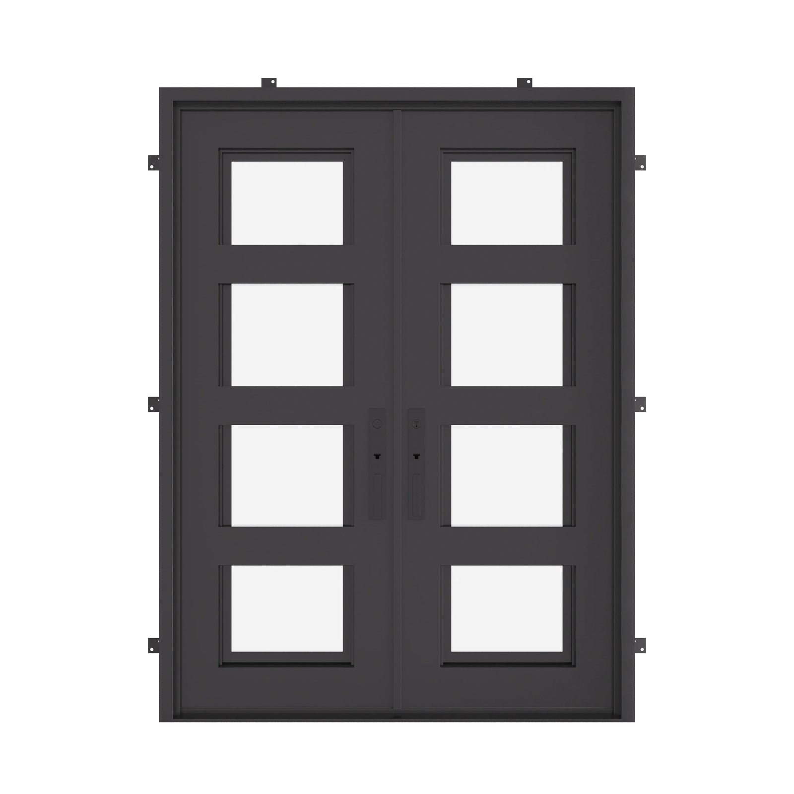 Knox flat top door in black finish with thermal break.