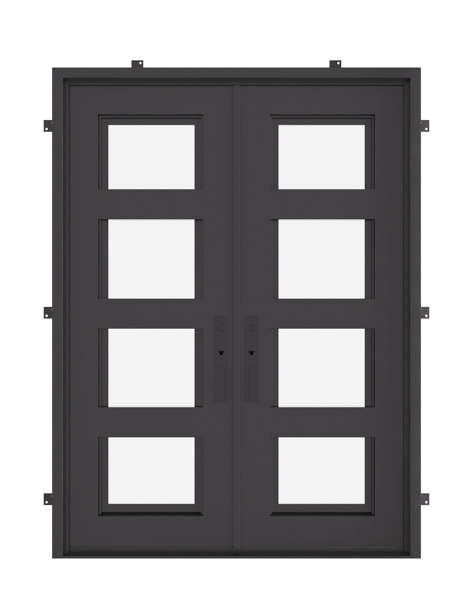 Knox flat top door in black finish with thermal break.