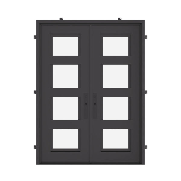 Knox flat top door in black finish with thermal break.