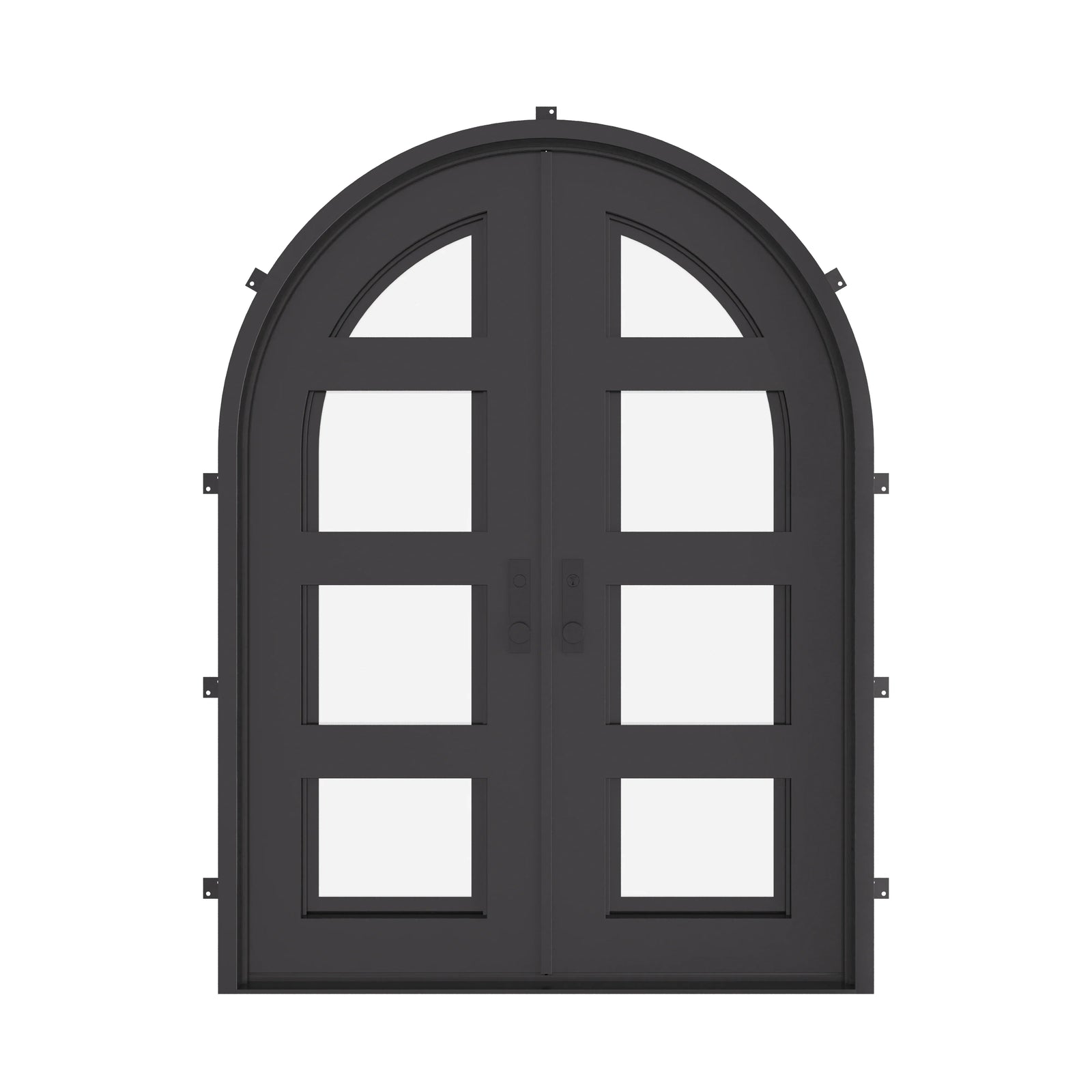 Knox round top iron french door in bronze.