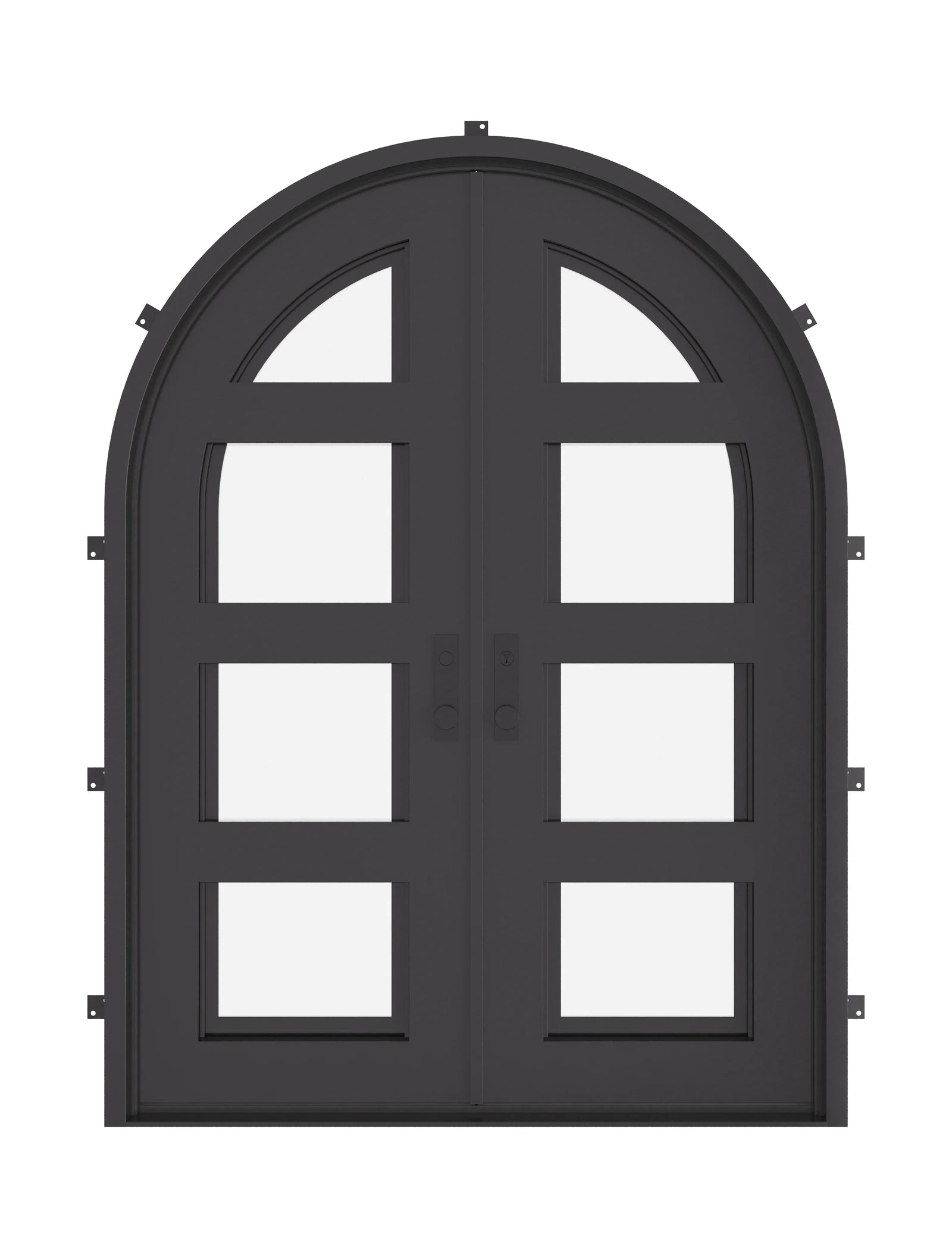 Knox round top iron french door in bronze.