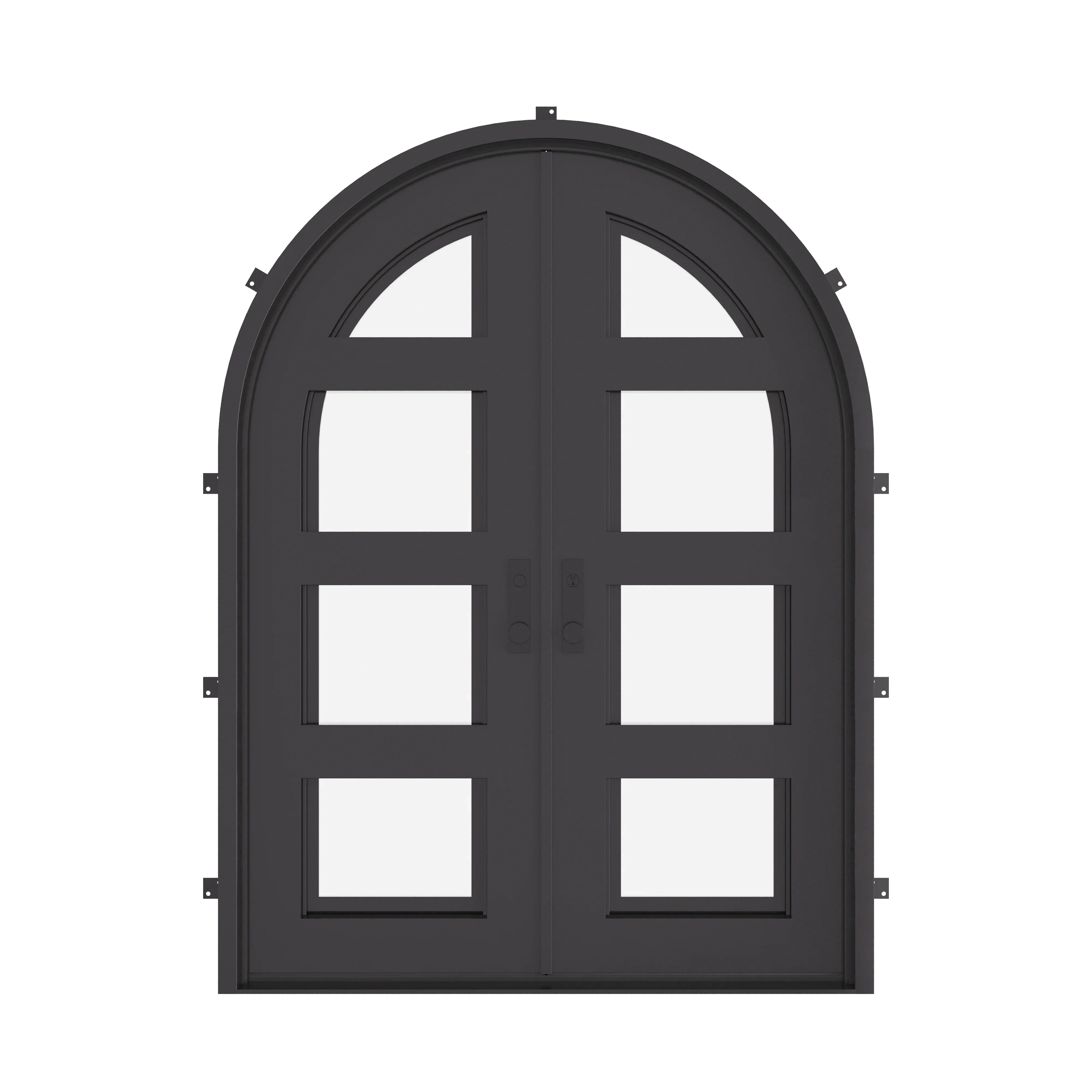 Knox round top iron french door in bronze.