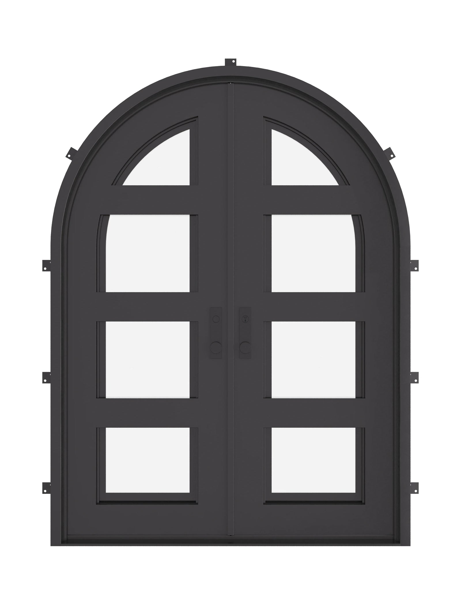 Knox full arch top double french entry door with modern design and glass.