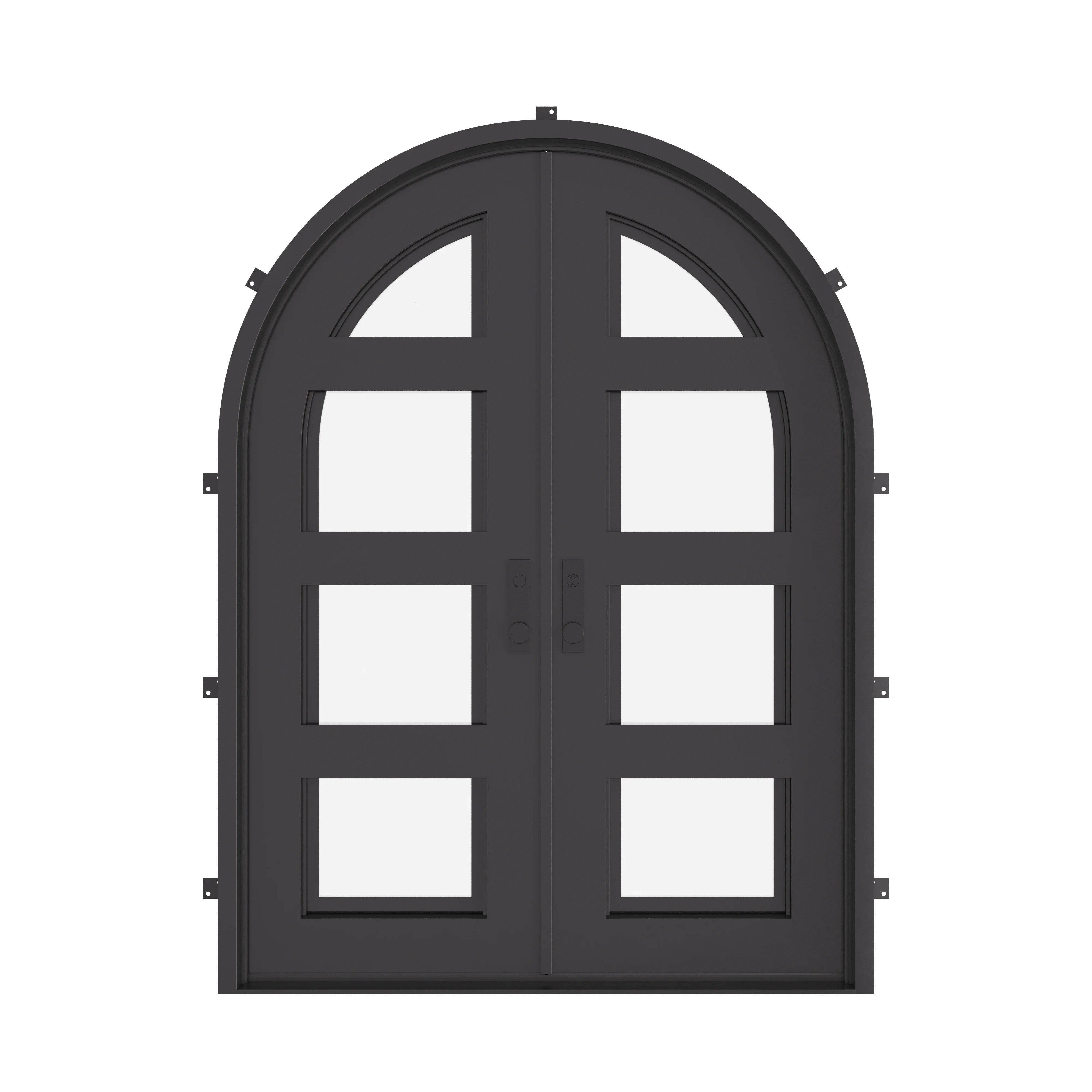Knox full arch top double french entry door with modern design and glass.