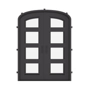 Knox arch design entry door with glass windows in bronze tone.