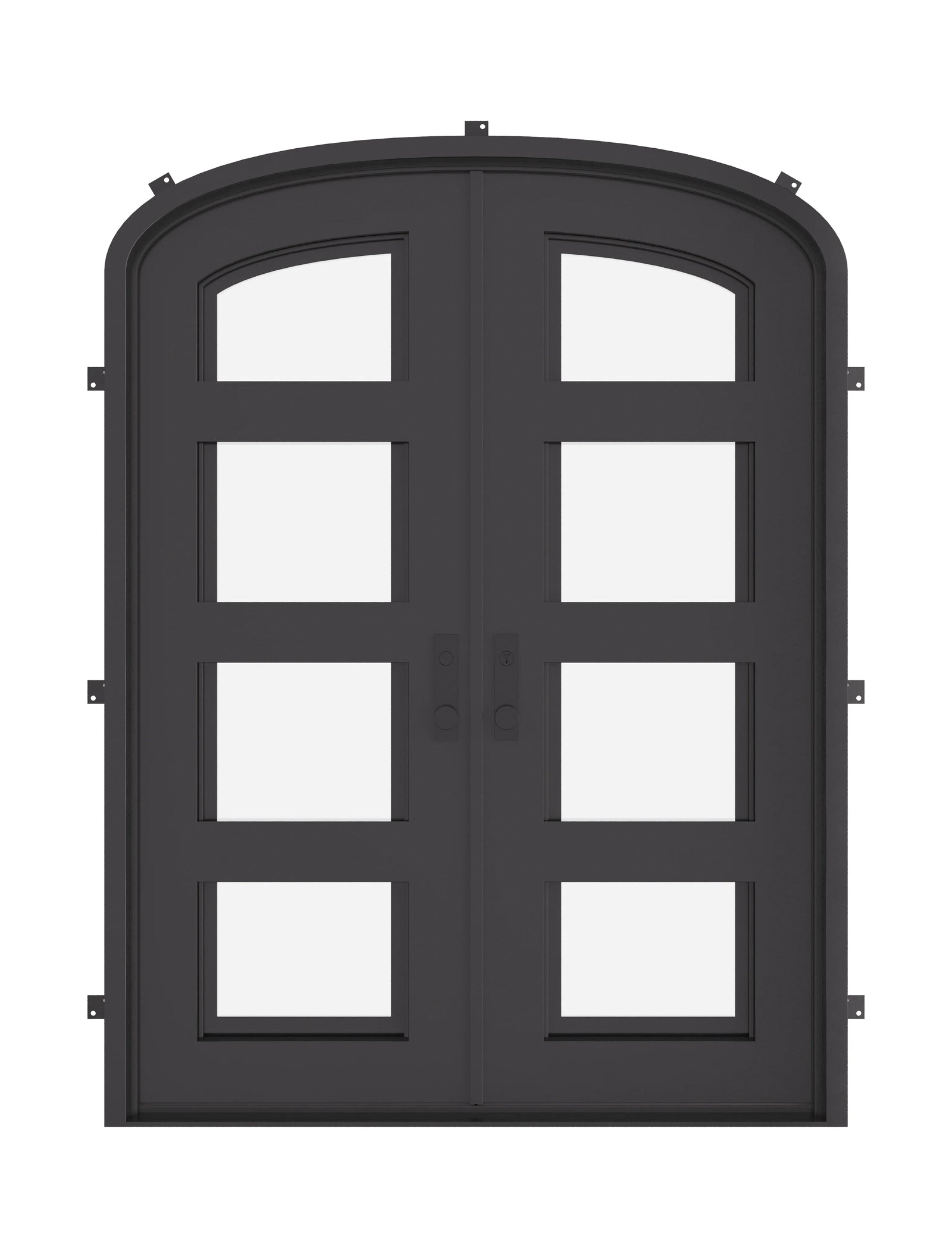 Knox arch design entry door with glass windows in bronze tone.