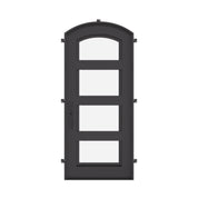 Knox black cold rolled metal single arch top door with energy efficient glass.