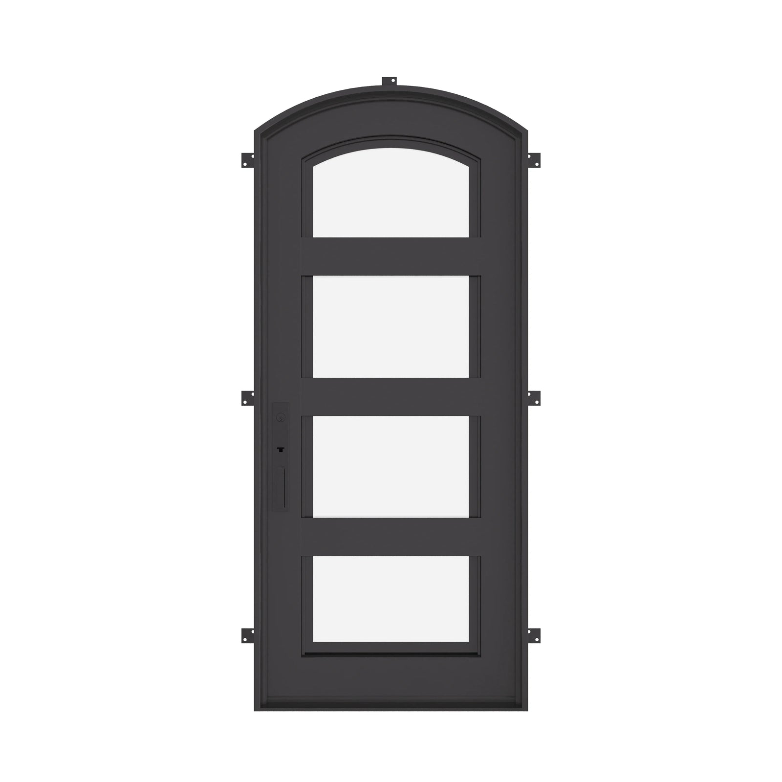 Knox black finished soft arch top hinged door for cold weather.